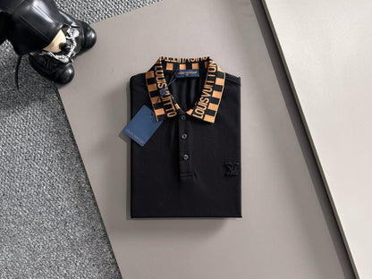 260511 New high-quality embroidered neckline jacquard patchwork design Polo shirt