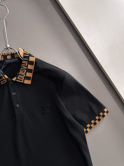 260511 New high-quality embroidered neckline jacquard patchwork design Polo shirt