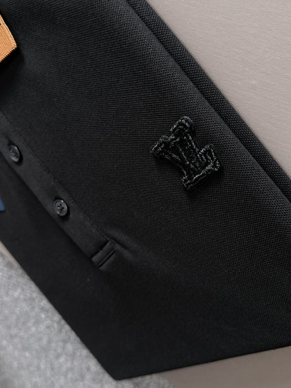 260511 New high-quality embroidered neckline jacquard patchwork design Polo shirt