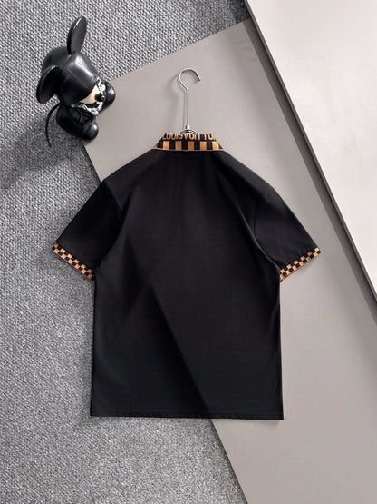 260511 New high-quality embroidered neckline jacquard patchwork design Polo shirt