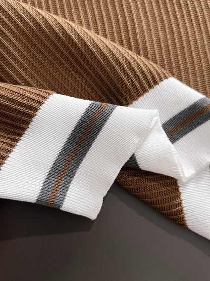 260511 New high-quality combed cotton yarn interwoven neckline knitted T-shirt