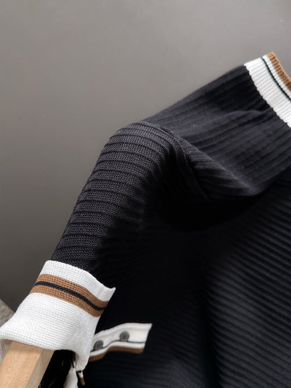 260511 New high-quality combed cotton yarn interwoven collar-neck knitted POLO