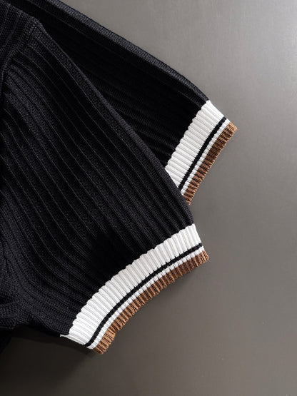 260511 New high-quality combed cotton yarn interwoven collar-neck knitted POLO