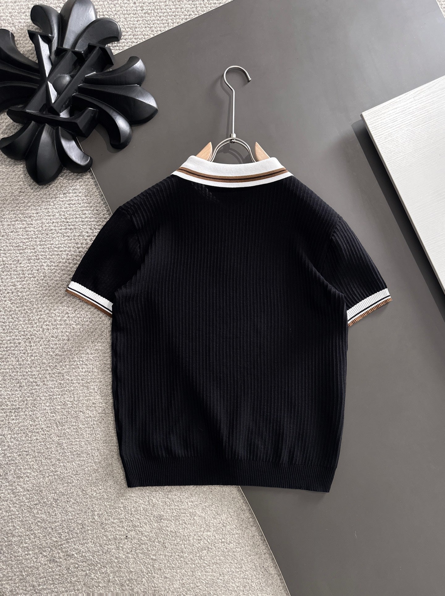 260511 New high-quality combed cotton yarn interwoven collar-neck knitted POLO