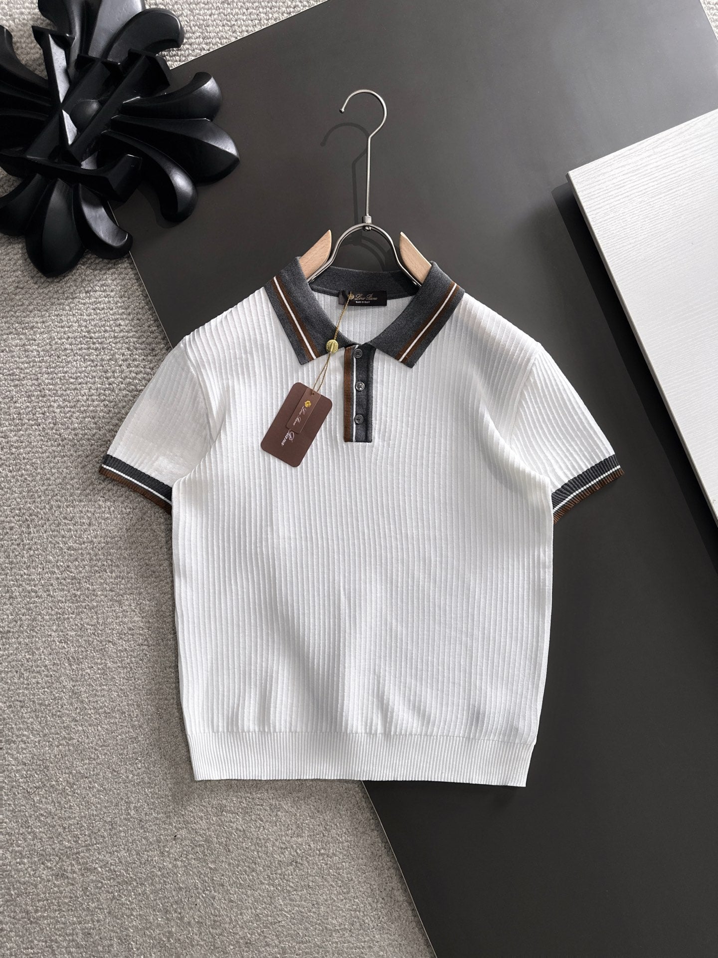 260511 New high-quality combed cotton yarn interwoven collar-neck knitted POLO