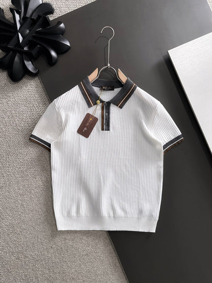 260511 New high-quality combed cotton yarn interwoven collar-neck knitted POLO