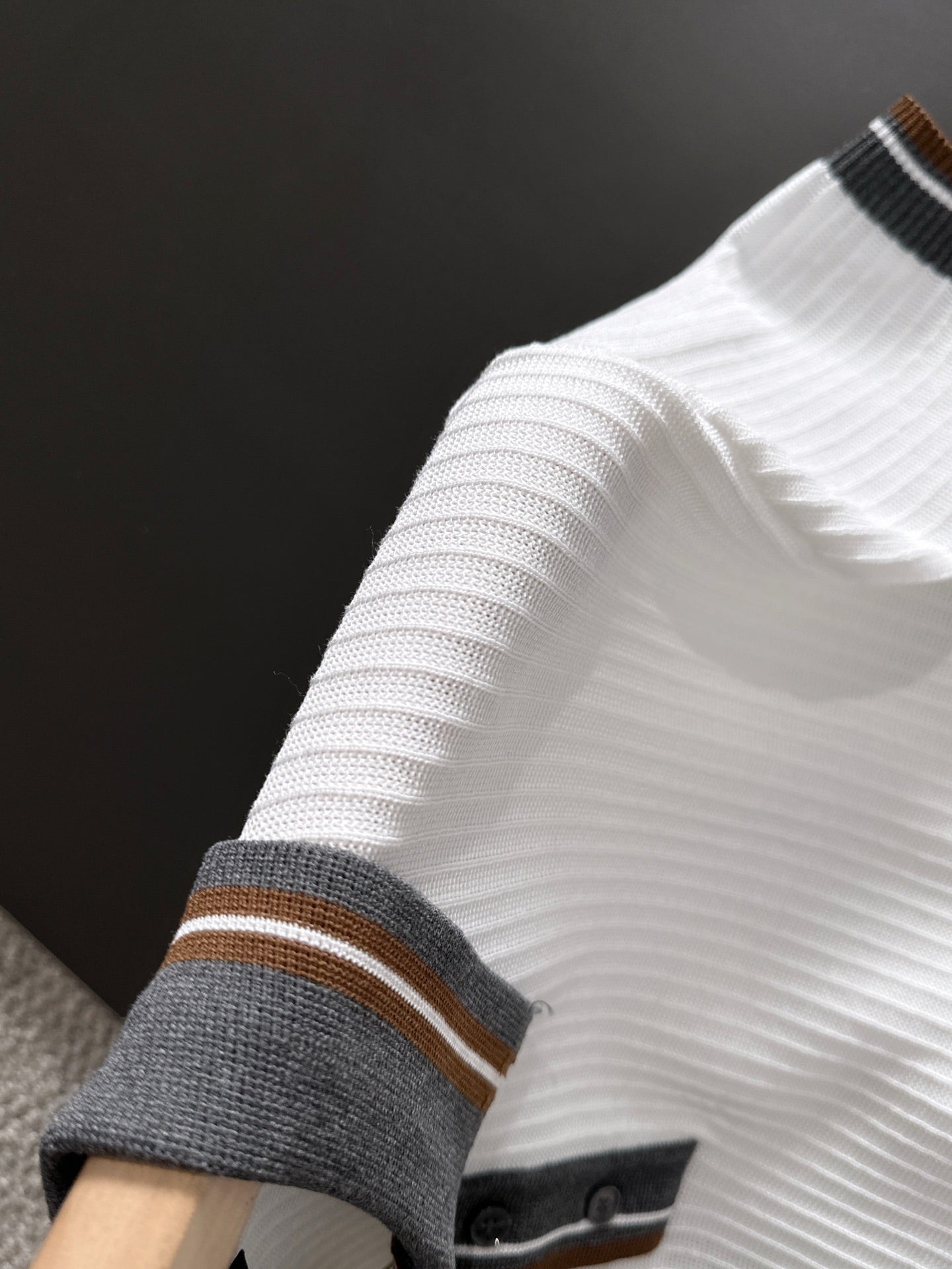 260511 New high-quality combed cotton yarn interwoven collar-neck knitted POLO