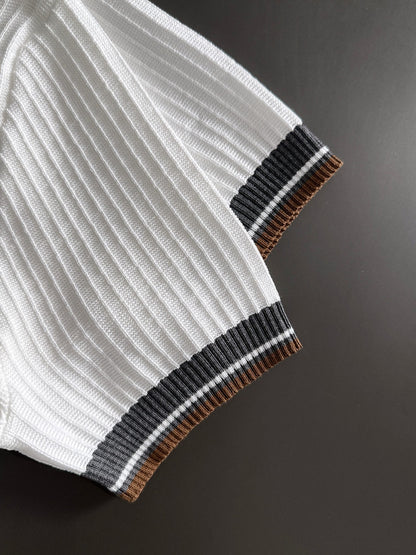 260511 New high-quality combed cotton yarn interwoven collar-neck knitted POLO