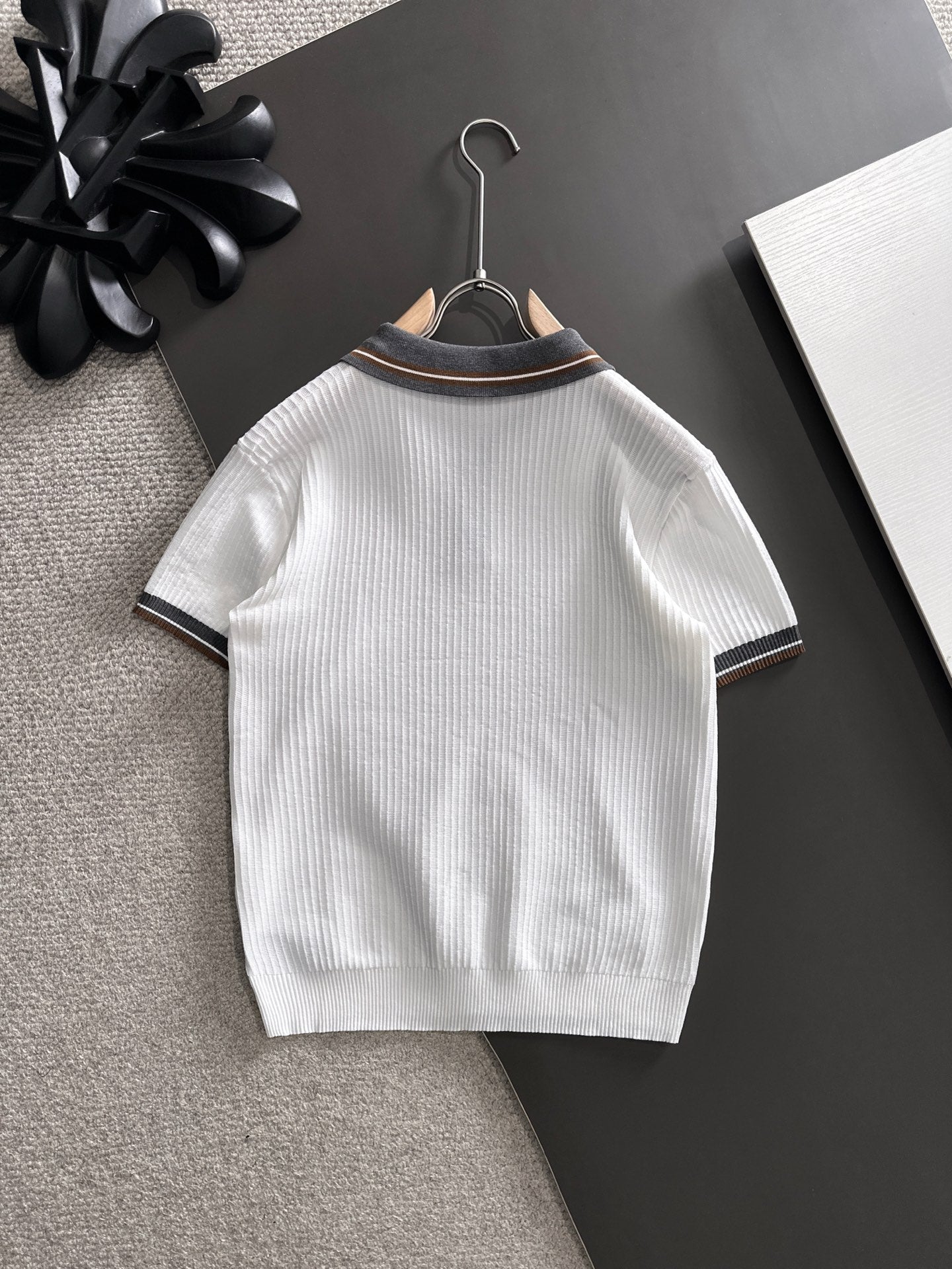260511 New high-quality combed cotton yarn interwoven collar-neck knitted POLO