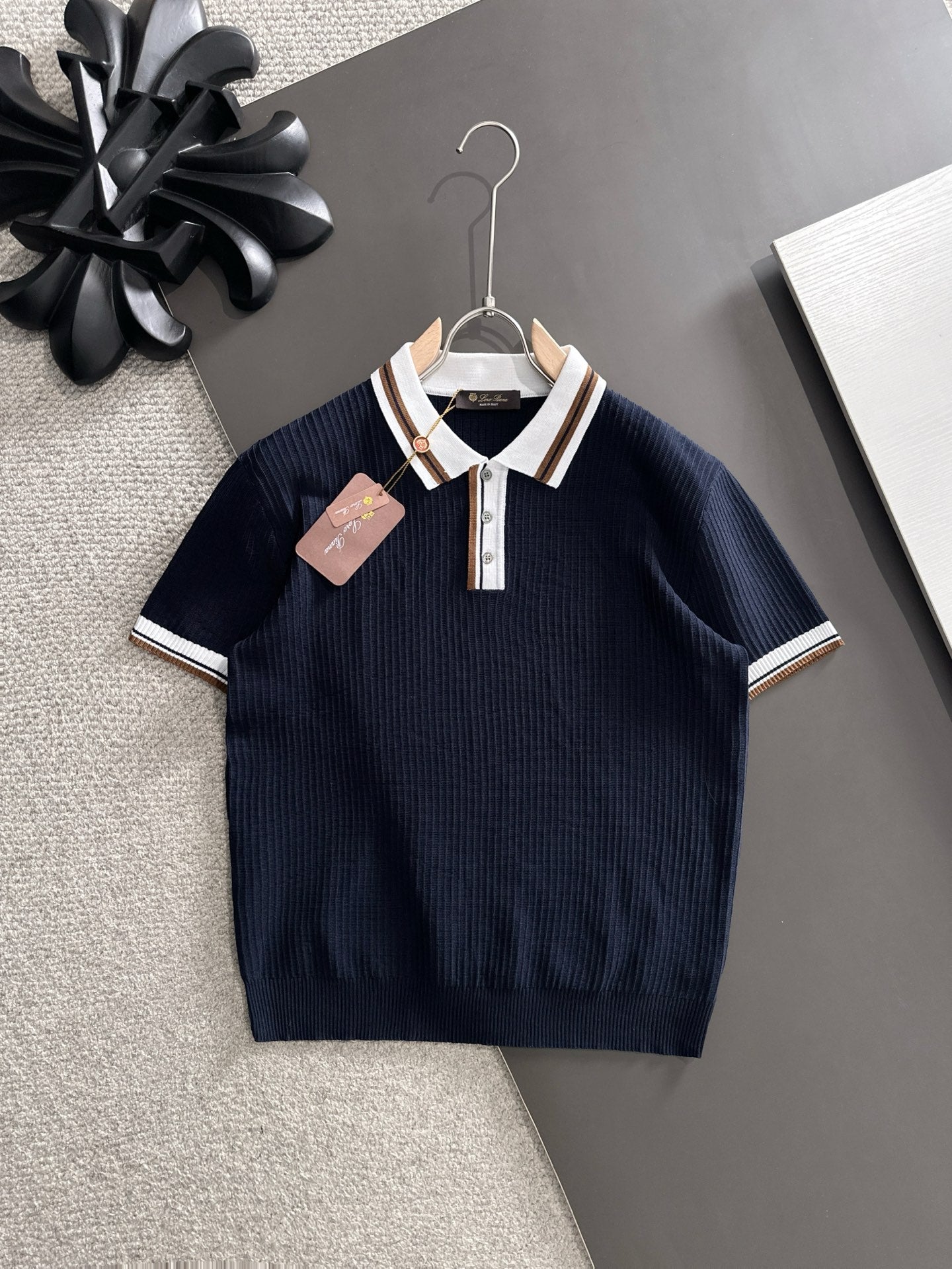 260511 New high-quality combed cotton yarn interwoven collar-neck knitted POLO