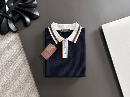 260511 New high-quality combed cotton yarn interwoven collar-neck knitted POLO