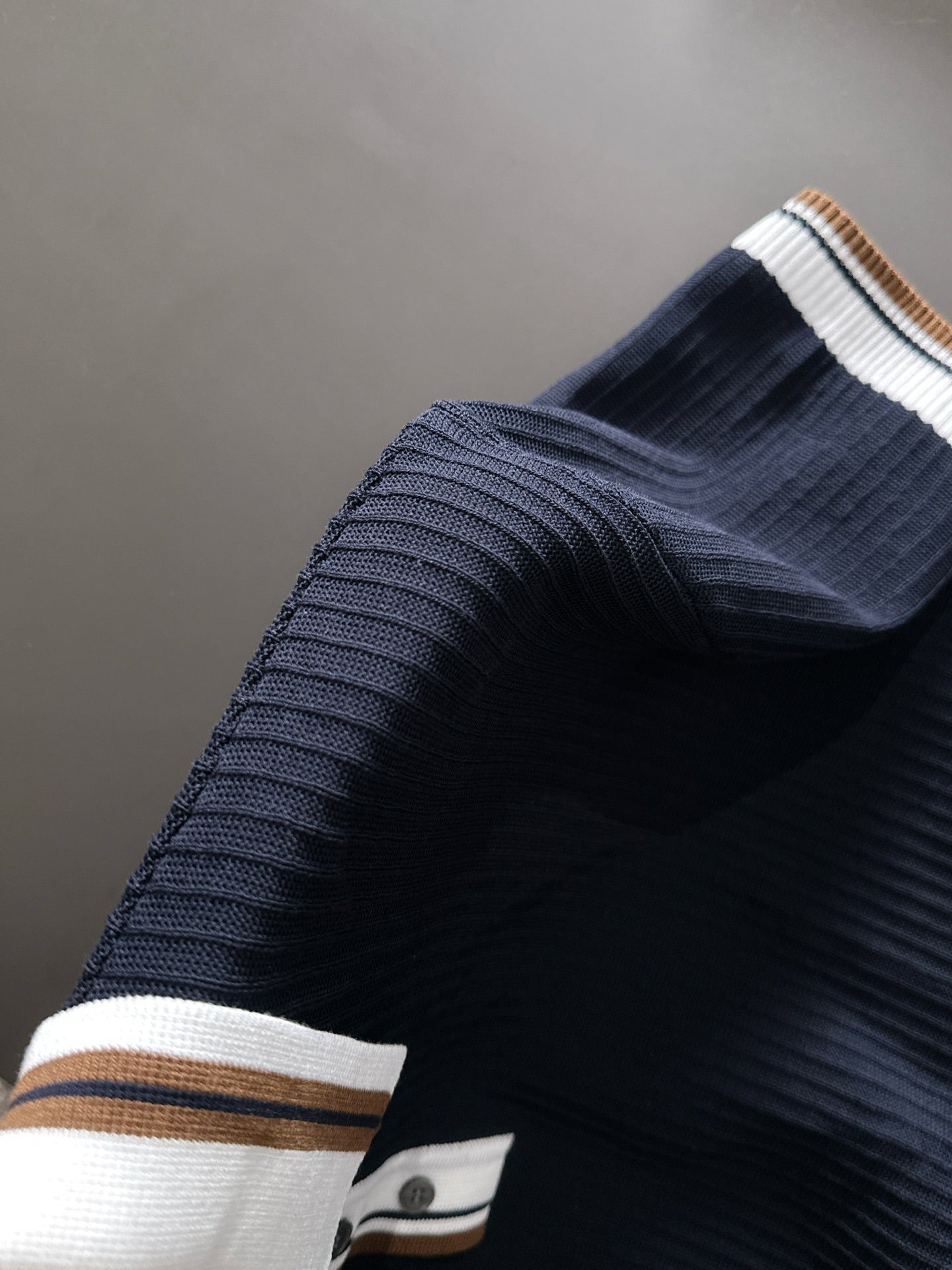 260511 New high-quality combed cotton yarn interwoven collar-neck knitted POLO