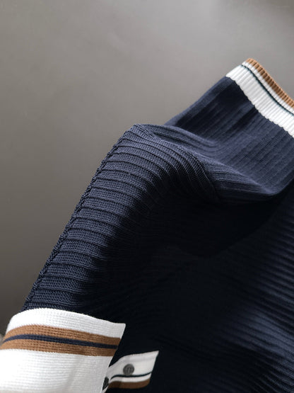260511 New high-quality combed cotton yarn interwoven collar-neck knitted POLO