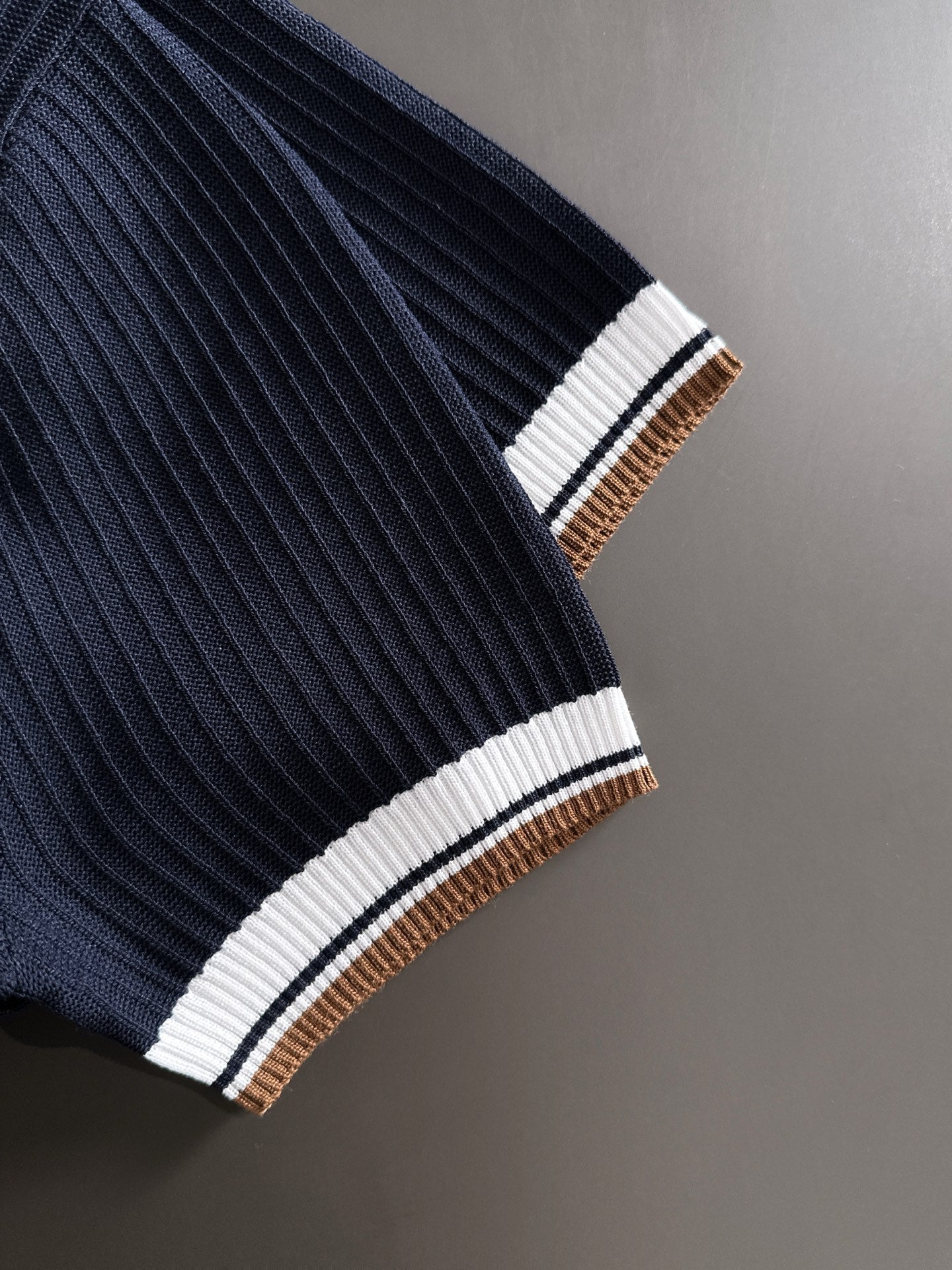 260511 New high-quality combed cotton yarn interwoven collar-neck knitted POLO