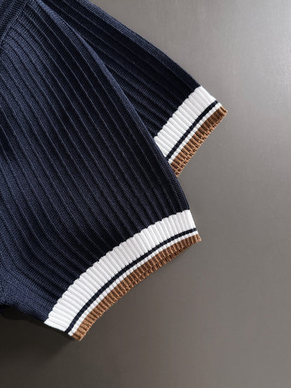 260511 New high-quality combed cotton yarn interwoven collar-neck knitted POLO