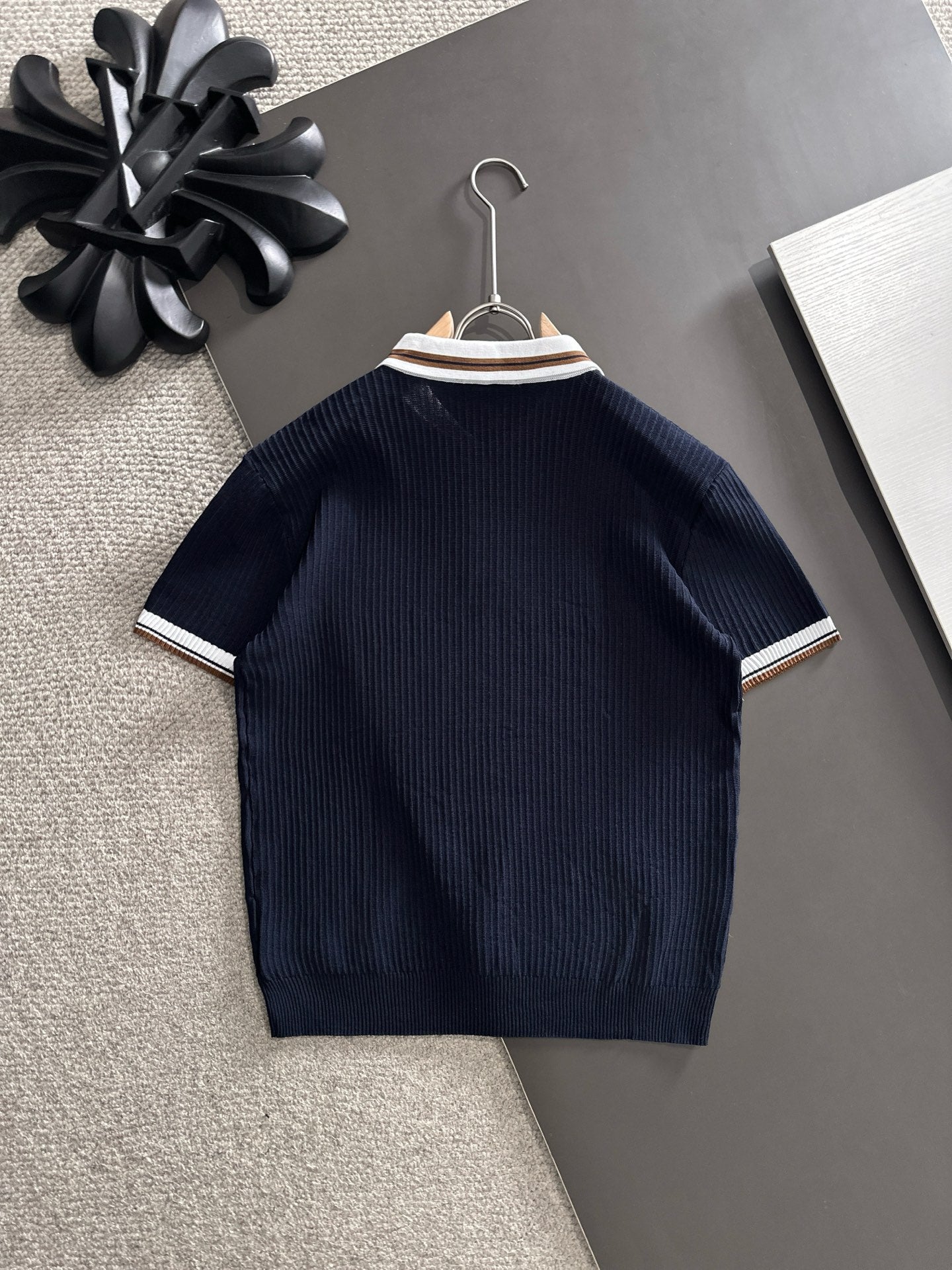 260511 New high-quality combed cotton yarn interwoven collar-neck knitted POLO