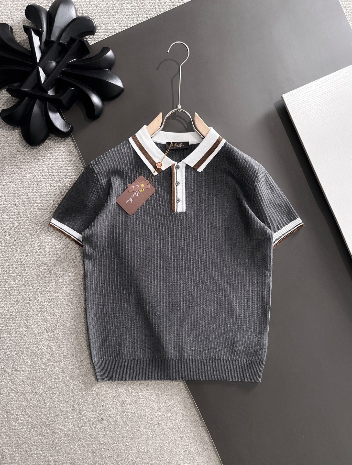 260511 New high-quality combed cotton yarn interwoven collar-neck knitted POLO