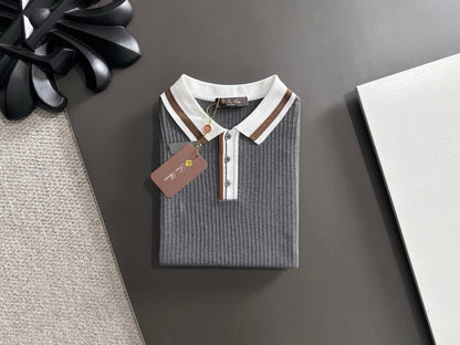 260511 New high-quality combed cotton yarn interwoven collar-neck knitted POLO
