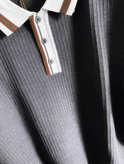 260511 New high-quality combed cotton yarn interwoven collar-neck knitted POLO