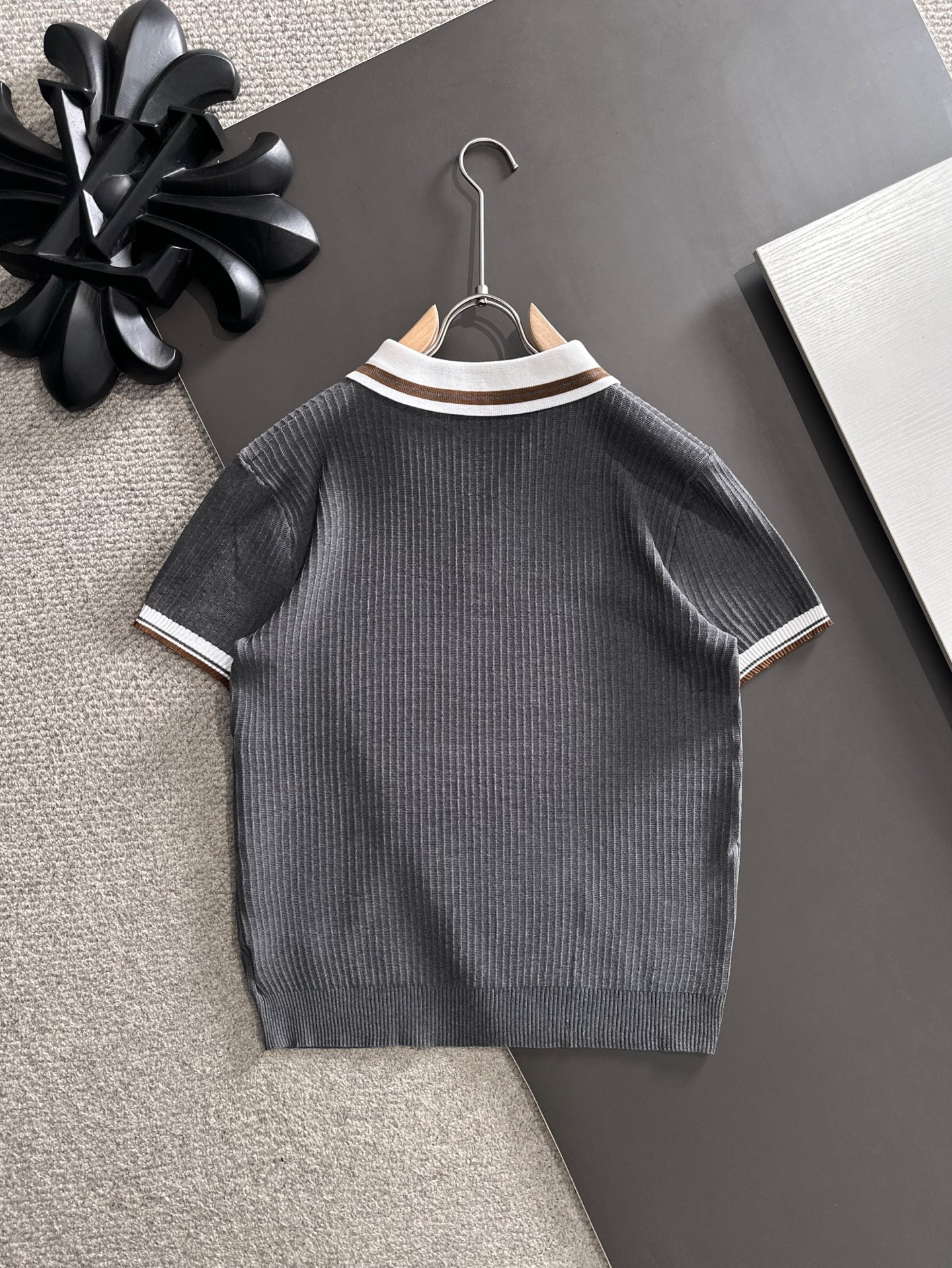 260511 New high-quality combed cotton yarn interwoven collar-neck knitted POLO