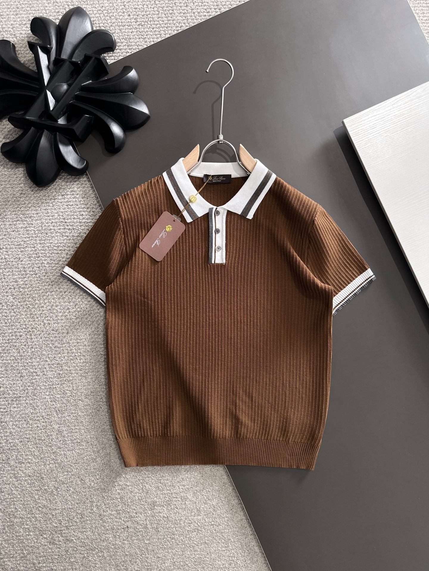 260511 New high-quality combed cotton yarn interwoven collar-neck knitted POLO