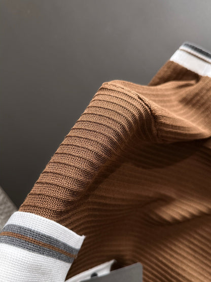 260511 New high-quality combed cotton yarn interwoven collar-neck knitted POLO