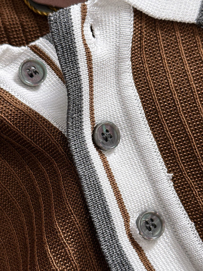 260511 New high-quality combed cotton yarn interwoven collar-neck knitted POLO
