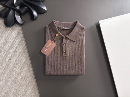 260511 New high-quality combed cotton yarn knitted polo shirt