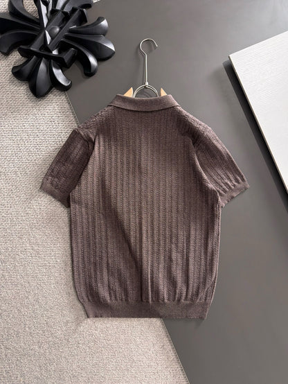 260511 New high-quality combed cotton yarn knitted polo shirt