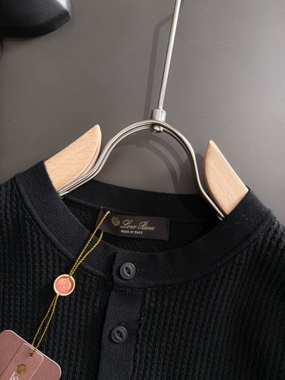 260511 New high-quality combed cotton yarn button-down knitted T-shirt