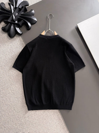 260511 New high-quality combed cotton yarn button-down knitted T-shirt