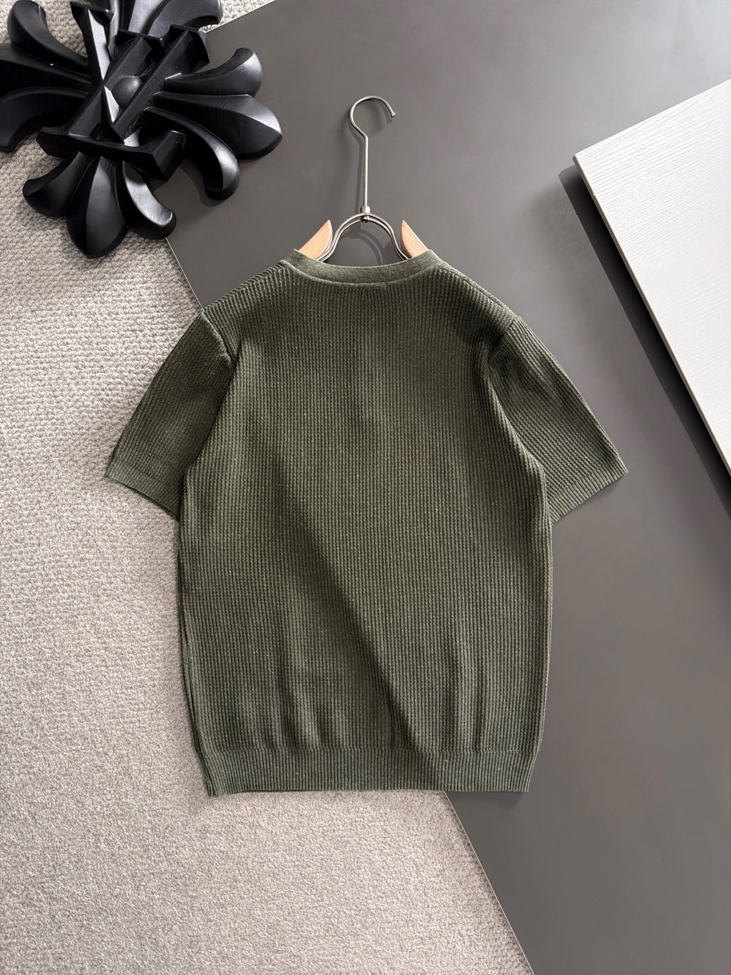 260511 New high-quality combed cotton yarn button-down knitted T-shirt