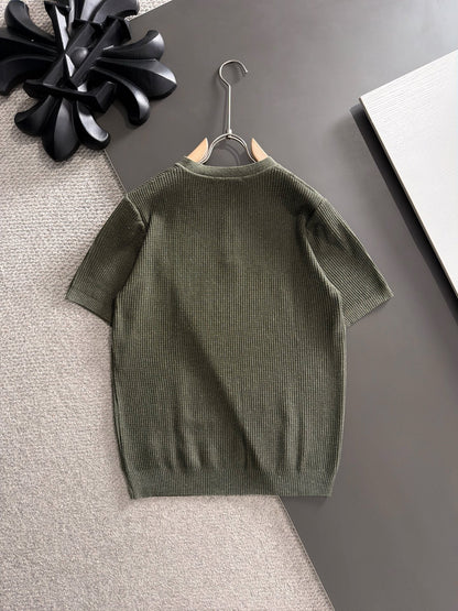260511 New high-quality combed cotton yarn button-down knitted T-shirt