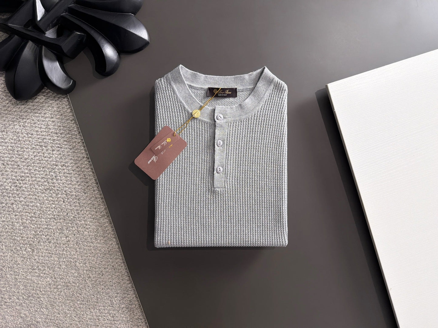 260511 New high-quality combed cotton yarn button-down knitted T-shirt