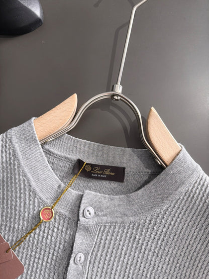 260511 New high-quality combed cotton yarn button-down knitted T-shirt