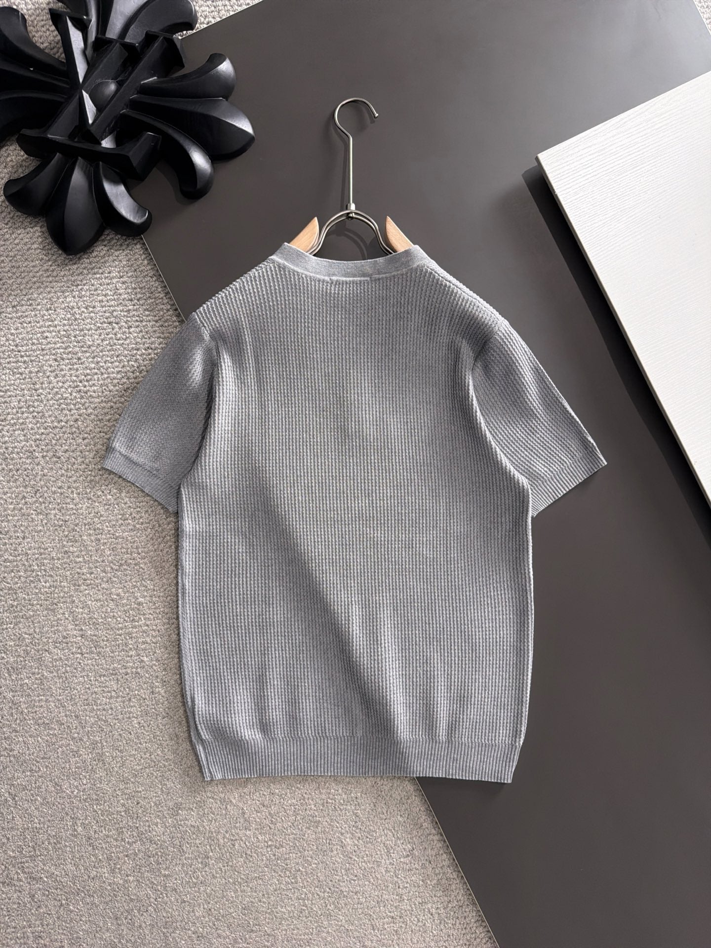 260511 New high-quality combed cotton yarn button-down knitted T-shirt