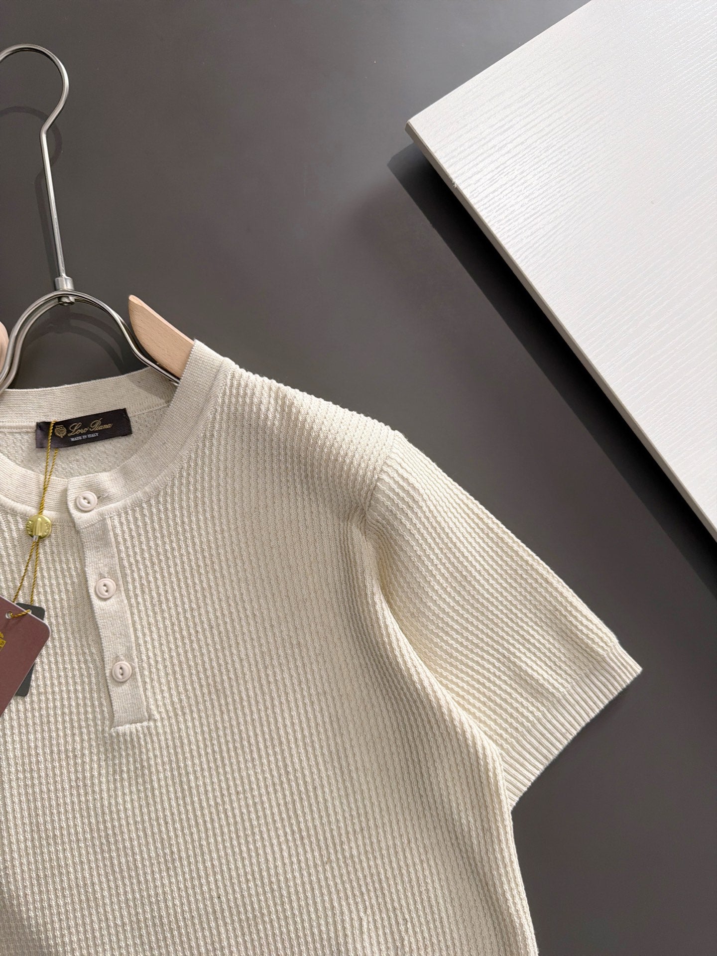 260511 New high-quality combed cotton yarn button-down knitted T-shirt