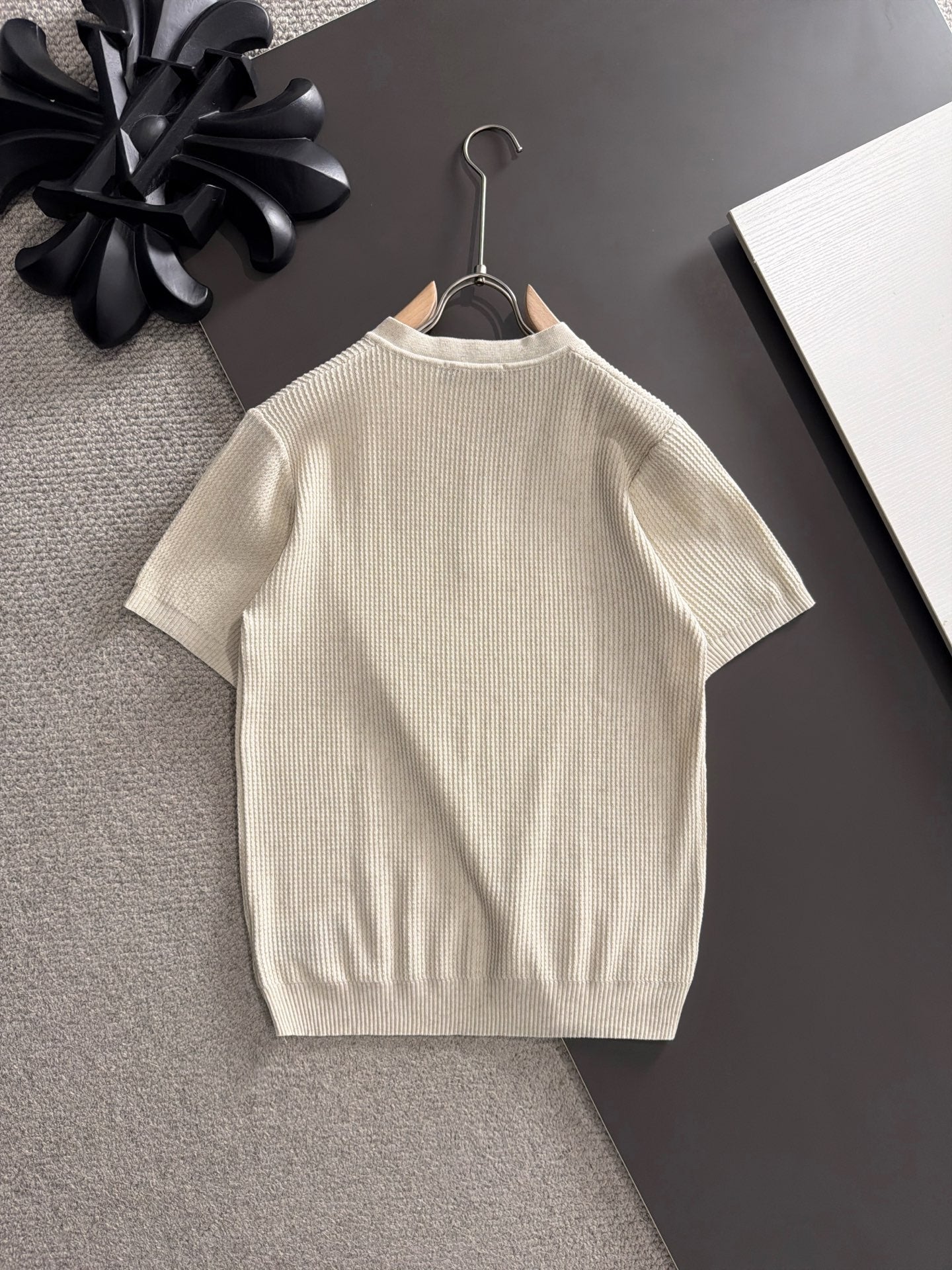 260511 New high-quality combed cotton yarn button-down knitted T-shirt