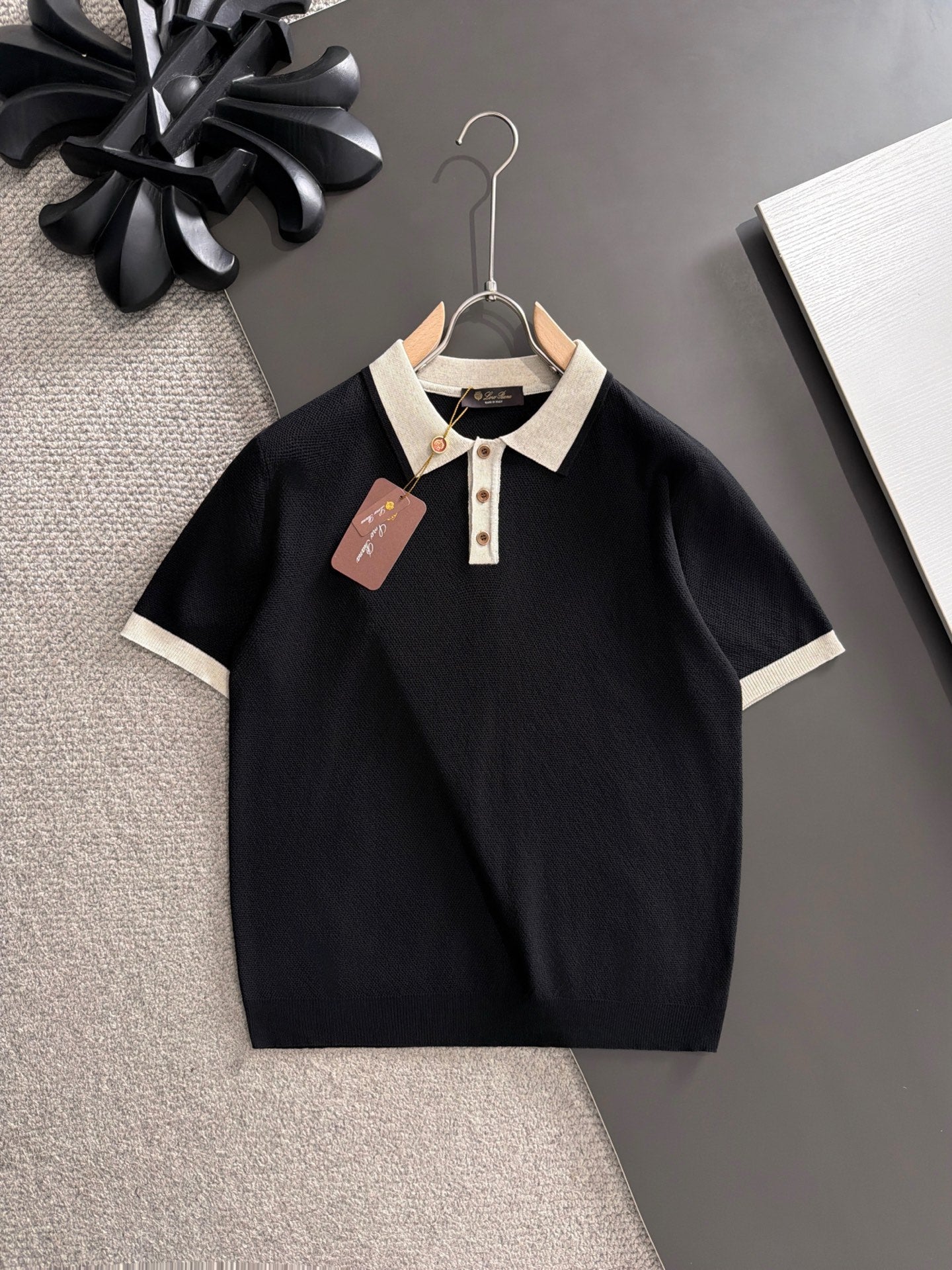 260511 New high-quality combed cotton yarn neckpiece stitched knitted polo shirt