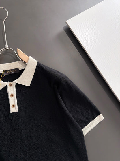 260511 New high-quality combed cotton yarn neckpiece stitched knitted polo shirt