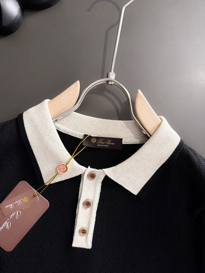 260511 New high-quality combed cotton yarn neckpiece stitched knitted polo shirt
