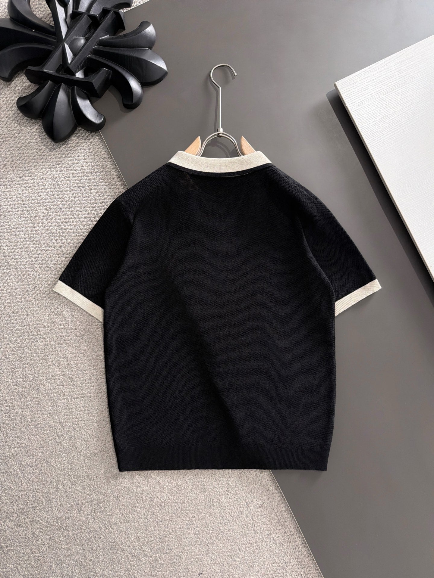 260511 New high-quality combed cotton yarn neckpiece stitched knitted polo shirt