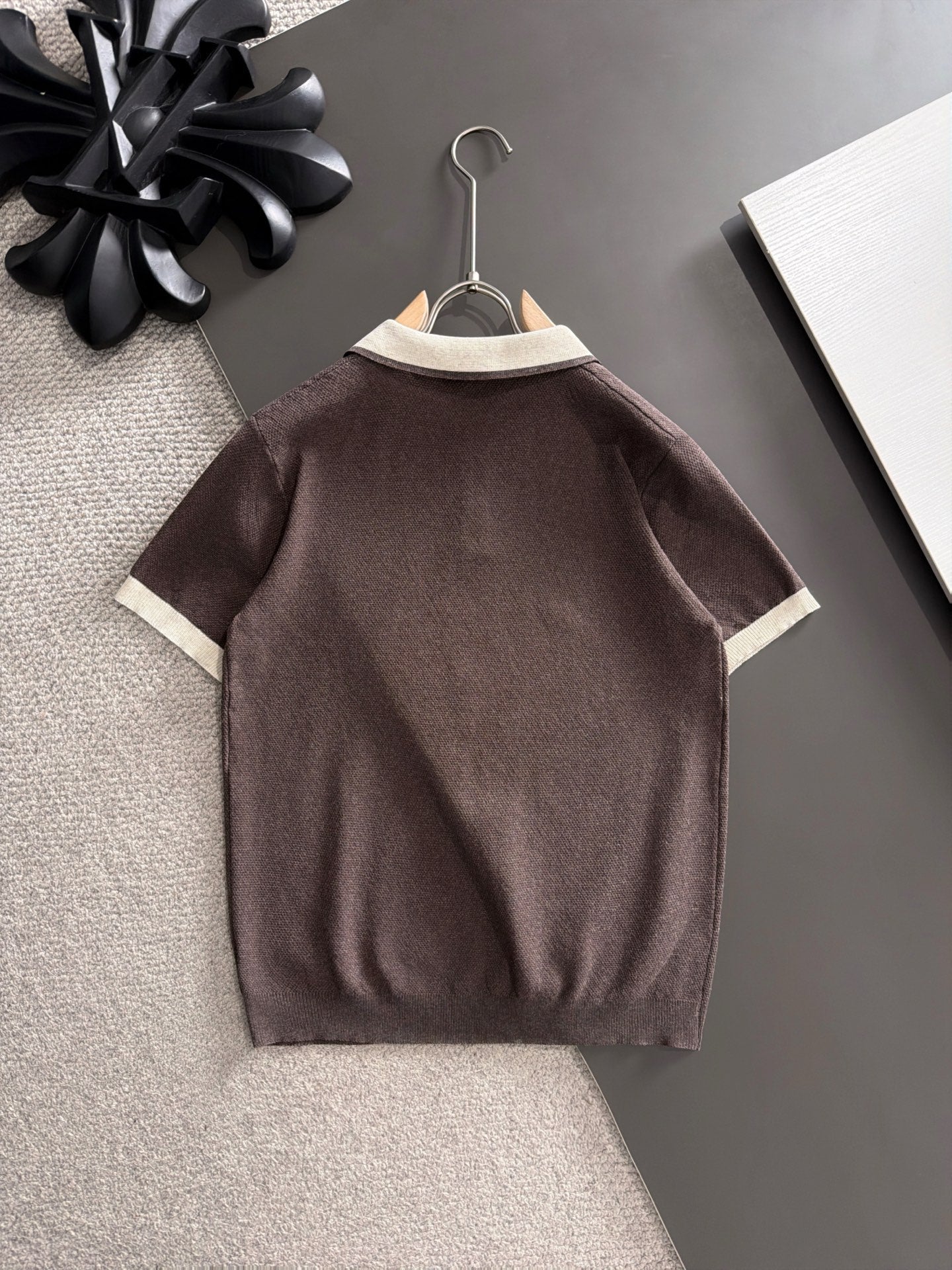 260511 New high-quality combed cotton yarn neckpiece stitched knitted polo shirt