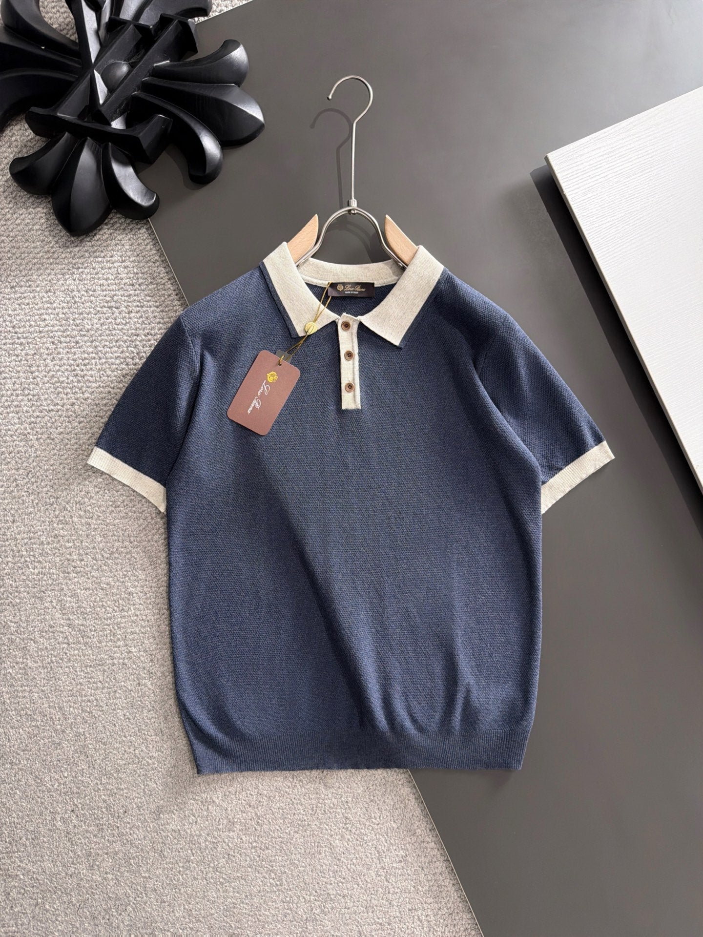 260511 New high-quality combed cotton yarn neckpiece stitched knitted polo shirt