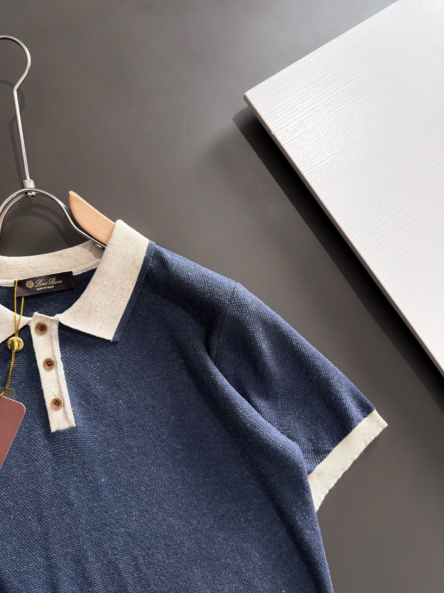 260511 New high-quality combed cotton yarn neckpiece stitched knitted polo shirt