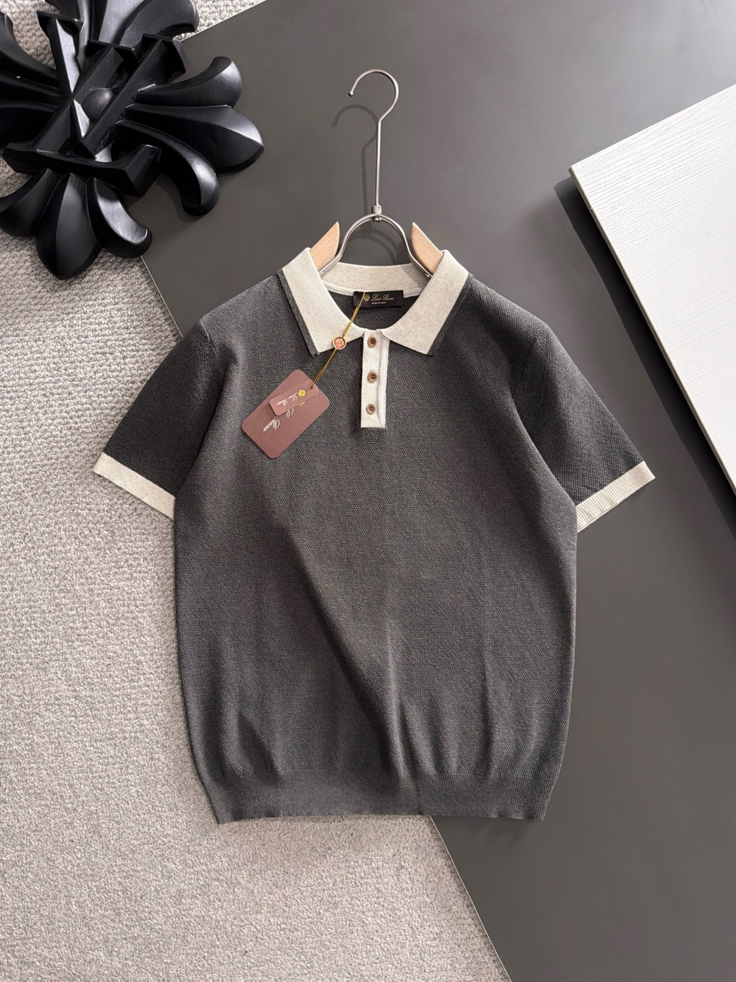 260511 New high-quality combed cotton yarn neckpiece stitched knitted polo shirt