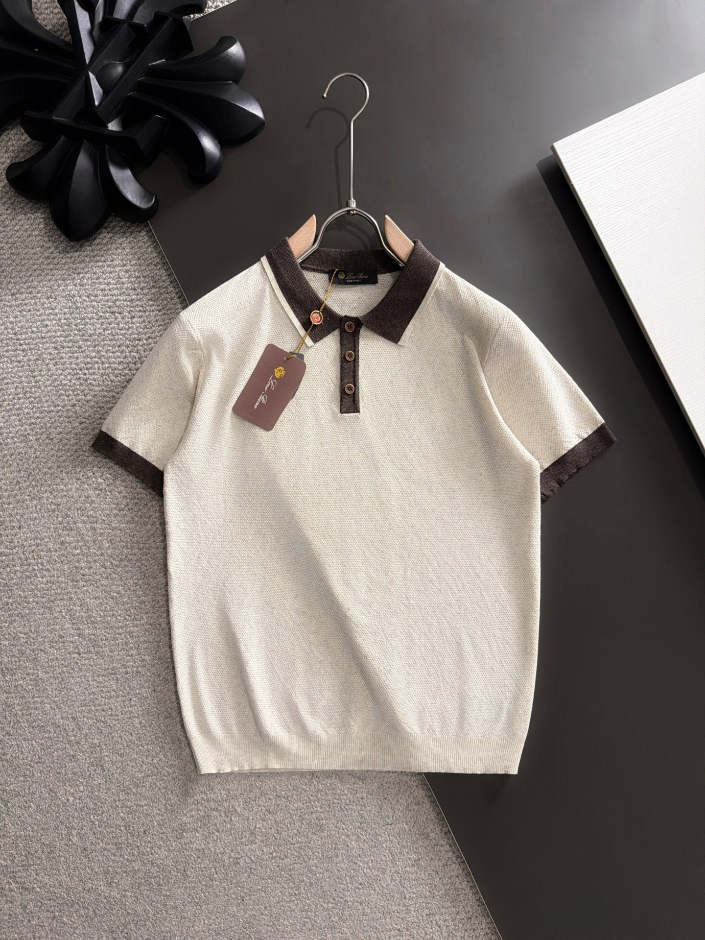 260511 New high-quality combed cotton yarn neckpiece stitched knitted polo shirt