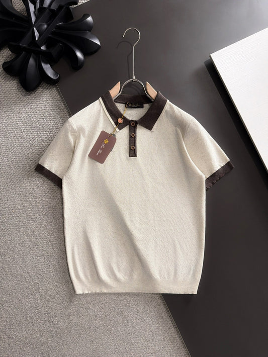 260511 New high-quality combed cotton yarn neckpiece stitched knitted polo shirt