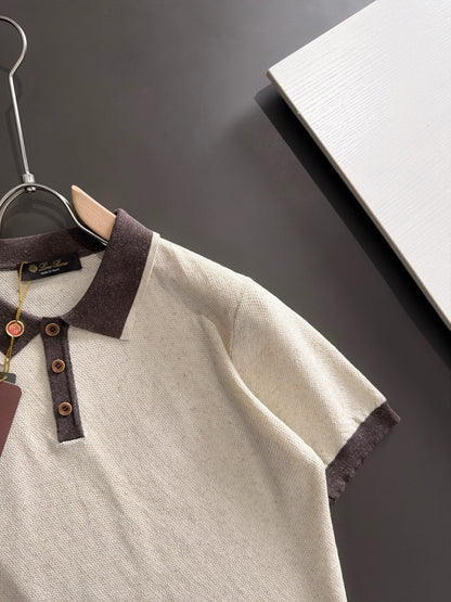 260511 New high-quality combed cotton yarn neckpiece stitched knitted polo shirt
