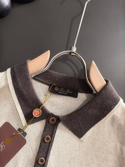 260511 New high-quality combed cotton yarn neckpiece stitched knitted polo shirt